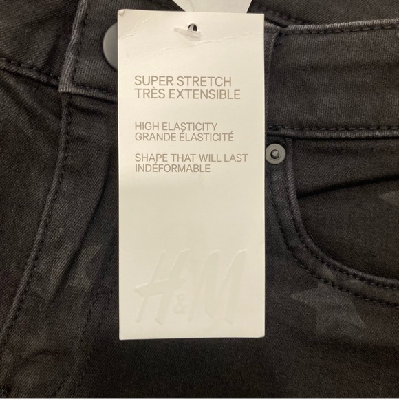 H&M Black Star Patterned Women’s Skinny Jeans Super Stretch NWT Size 2 - Picture 12 of 13